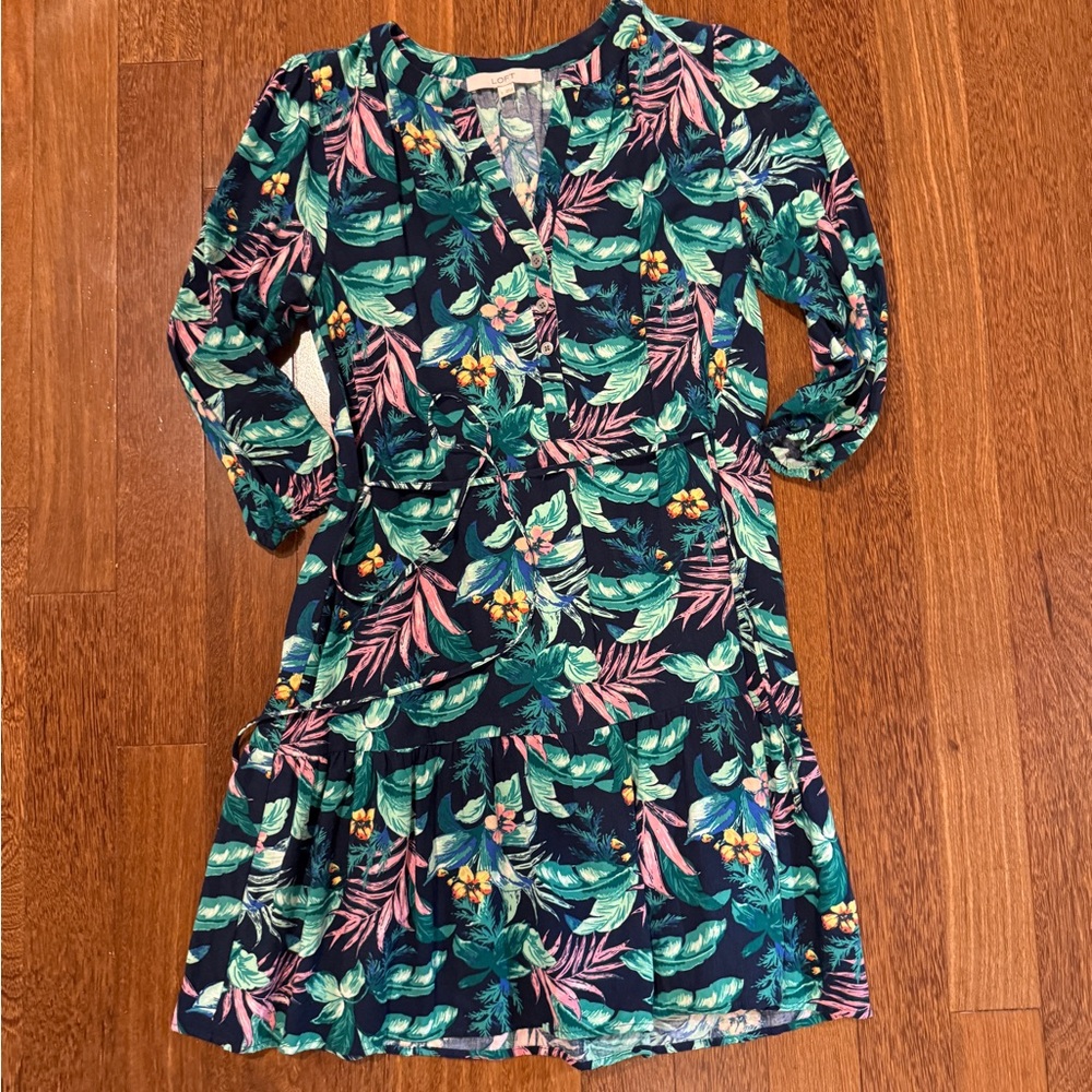 LOFT Kids Dress - Navy, Green, and Pink Floral